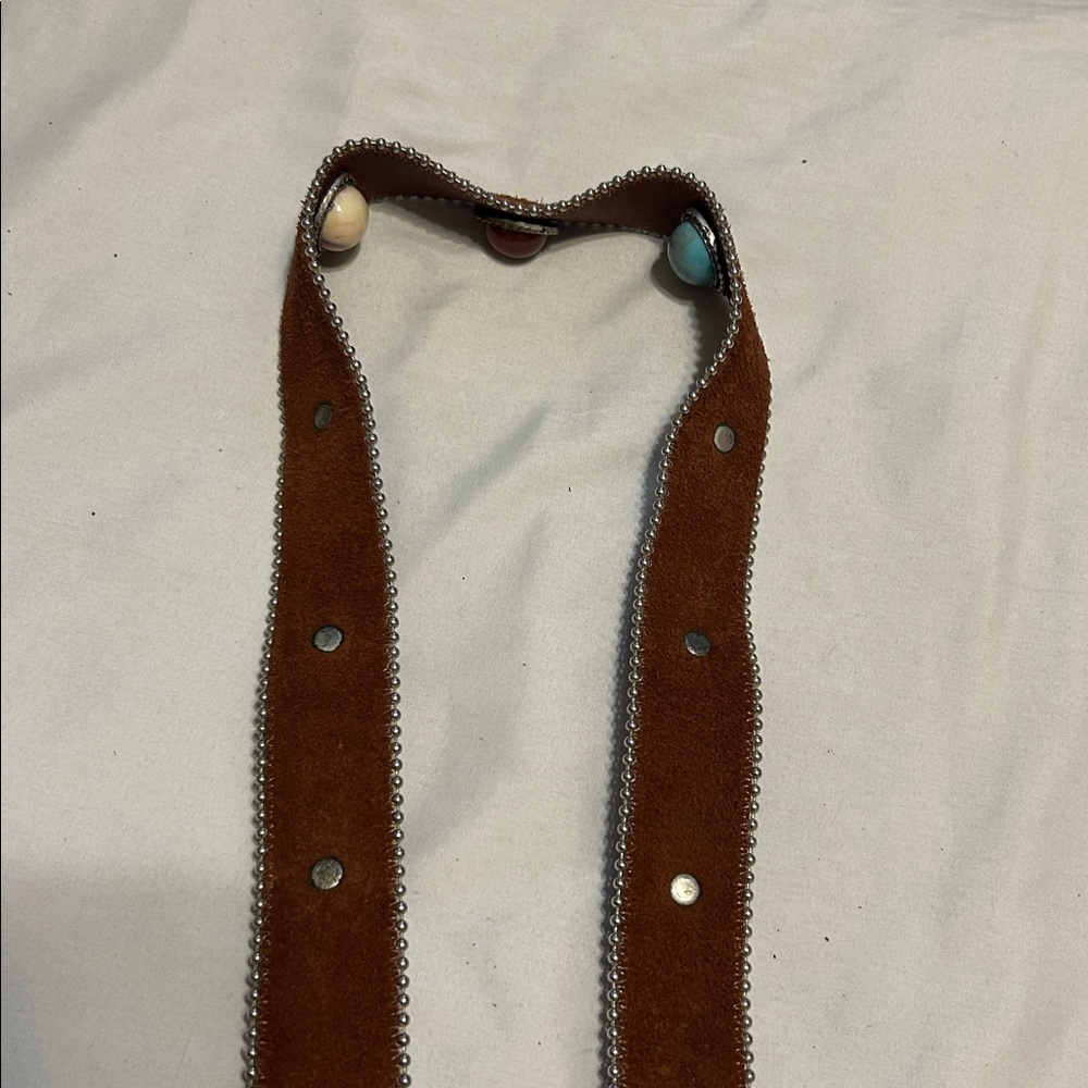 ๐ธ30%Off2๐ Leatherock brown stone leather belt poncho buckle - Picture 7 of 11